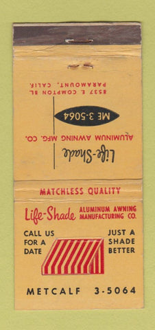 Matchbook Cover - Life Shade Awning Paramount CA WEAR 21 Strike Feature