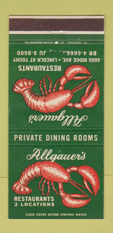 Matchbook Cover - Allgauer's Restaurant  Lincolnwood IL 30 Strike