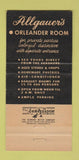 Matchbook Cover - Allgauer's Restaurant  Lincolnwood IL 30 Strike