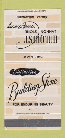 Matchbook Cover - Halquist Building Stone Sussex WI 30 Strike