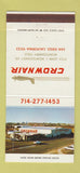 Matchbook Cover - Crownair Airline Flying San Diego CA 30 Strike