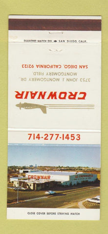 Matchbook Cover - Crownair Airline Flying San Diego CA 30 Strike
