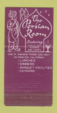 Matchbook Cover - Persian Room Wilmington DC WEAR 30 Strike