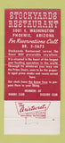 Matchbook Cover - Stockyards Restaurant Phoenix AZ 30 Strike