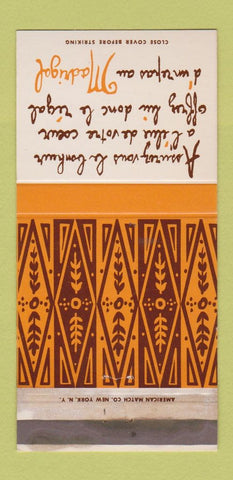 Matchbook Cover - Le Madrigal French Restaurant New York City WORN 30 Strike