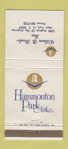 Matchbook Cover - Hammonton Park Clothes New York City WEAR 30 Strike