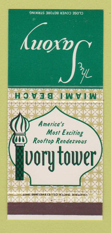 Matchbook Cover - Saxony Ivory Tower Miami Beach FL 30 Strike