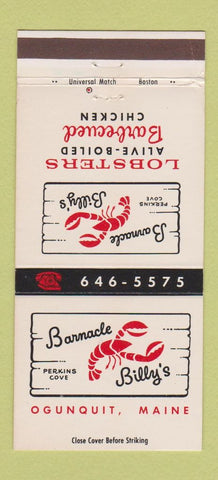 Matchbook Cover - Barnacle Billy's Ogunquit ME WEAR 30 Strike