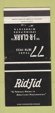 Matchbook Cover - Rid Jid JR Clark Spring Park MN 1955 housewares 30 Strike