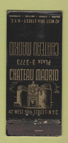 Matchbook Cover - Chateau Madrid New York City WORN 30 Stick