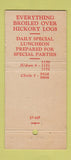 Matchbook Cover - Hickory House Miami Beach New York City 30 Stick