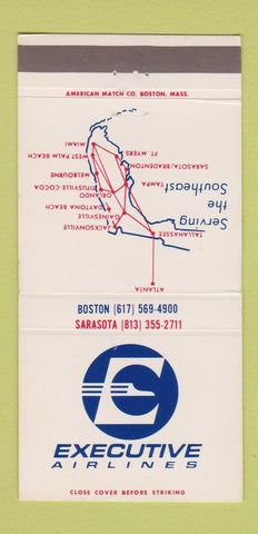 Matchbook Cover - Executive Airlines Boston MA Sarasota FL 30 Strike