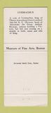 Matchbook Cover - Museum of Fine Arts Boston MA 30 Strike