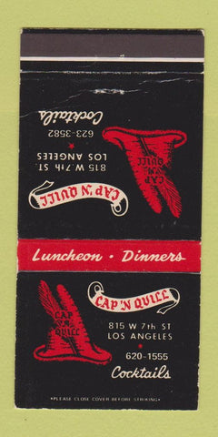 Matchbook Cover - Cap n Quill Los Angeles CA  30 Strike