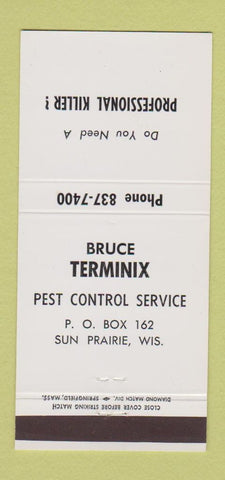 Matchbook Cover - Bruce Terminix Pest Control Sun Prairie WI 30 Strike