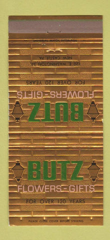 Matchbook Cover - Butz Flowers Gifts New Castle PA 30 Strike