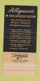 Matchbook Cover - Allgauer's Restaurant  Lincolnwood IL 30 Strike