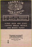 Matchbook Cover - Franklin Iron Metal Co Battle Creek MI 40 Strike