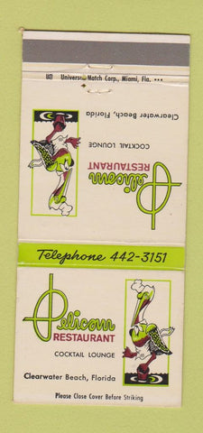 Matchbook Cover - Pelican Restaurant Clearwater Beach FL 30 Strike