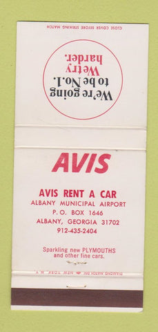 Matchbook Cover - Avis Car Rentals Albany GA WEAR 30 Strike