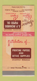 Matchbook Cover - SP Richards Paper Miami Atlanta Charlotte 30 Strike