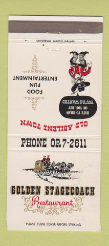 Matchbook Cover - Golden Stagecoach Restaurant Abilene TX 30 Strike