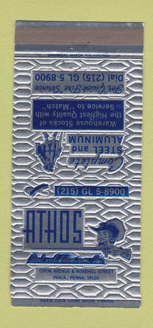 Matchbook Cover - Athos Steel Aluminum Philadlephia PA 30 Strike