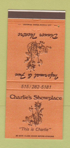 Matchbook Cover - Charlie's Showplace Dinner Theatre 30 Strike