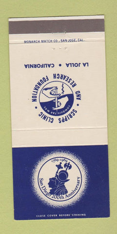 Matchbook Cover - San Diego CA 200th Scripps Clinic La Jolla CA 30 Strike