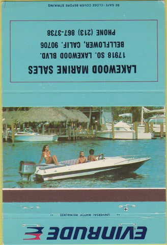 Matchbook Cover - Evinrude Boat Motors Bellflower CA 40 Strike