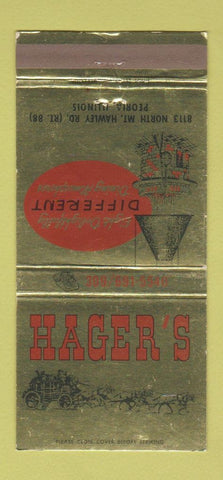 Matchbook Cover - Hager's Restaurant Peoria IL 30 Strike