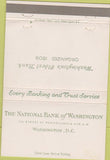 Matchbook Cover - National Bank of Washington DC  40 Strike