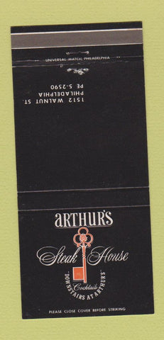 Matchbook Cover - Arthur's Steak House Philadelphia PA 30 Strike