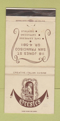 Matchbook Cover - Oreste's Restaurant San Francisco CA WEAR 30 Strike