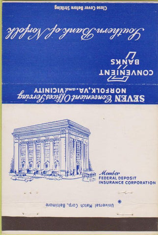 Matchbook Cover - Southern Bank of Norfolk VA 40 Strike