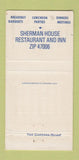 Matchbook Cover - Sherman House Restaurant Inn Batesville IN 30 Strike