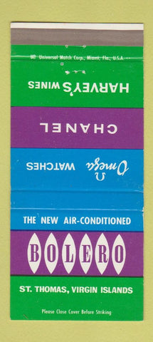 Matchbook Cover - Bolero St Thomas Virgin Islands Omega Watches 30 Strike