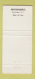 Matchbook Cover - Grossinger's NY  30 Stick