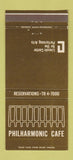 Matchbook Cover - Philharmonic Cafe Lincoln Center Philadelphia PA 30 Strike