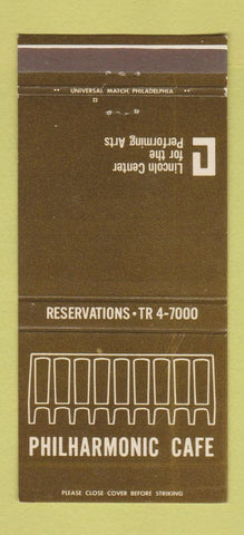 Matchbook Cover - Philharmonic Cafe Lincoln Center Philadelphia PA 30 Strike