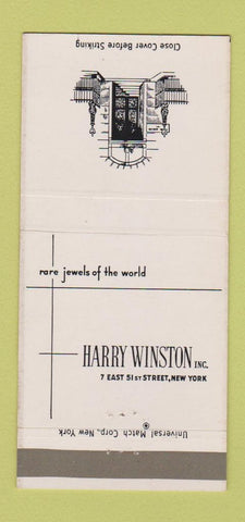 Matchbook Cover - Harry Winston New York City Jewelry 30 Strike