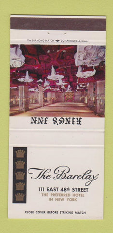 Matchbook Cover - The Barclay Hotel New York City King's Inn 30 Strike