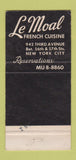 Matchbook Cover - Le Moal Bretagne New York City French 30 Strike