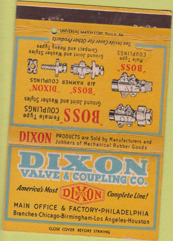 Matchbook Cover - Dixon Valve Coupling Co Philadelphia PA 40 Strike