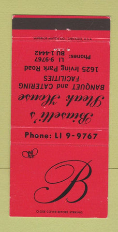 Matchbook Cover - Biasetti's Steak House Chicago IL RED 30 Strike
