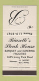 Matchbook Cover - Biasetti's Steak House Chicago IL WHITE 30 Strike