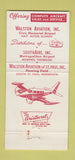 Matchbook Cover - Walston Aviation Cessna Airplanes 30 Strike