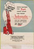 Matchbook Cover - Automatic Trnsport Chicago IL Fork Lifts 40 Strike