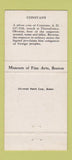 Matchbook Cover - Museum of Fine Arts Boston MA 30 Strike