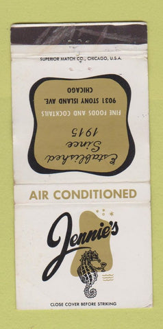 Matchbook Cover - Jennie's Restaurant Chicago IL WORN 30 Strike